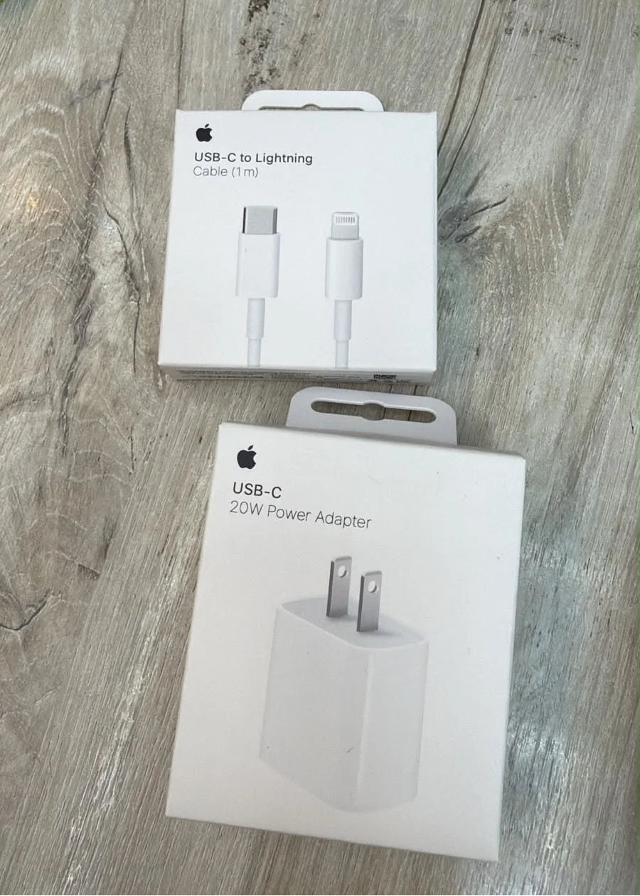 Combo Carga Rápida Apple Original | Cubo 20W + Cable USB-C a Lightning
